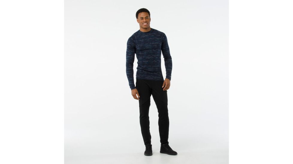 Smartwool Merino 250 Baselayer Pattern Crew-Men's, Deep Navy-Bright Cobalt, Extra Large, SW0NP601A40-XXL