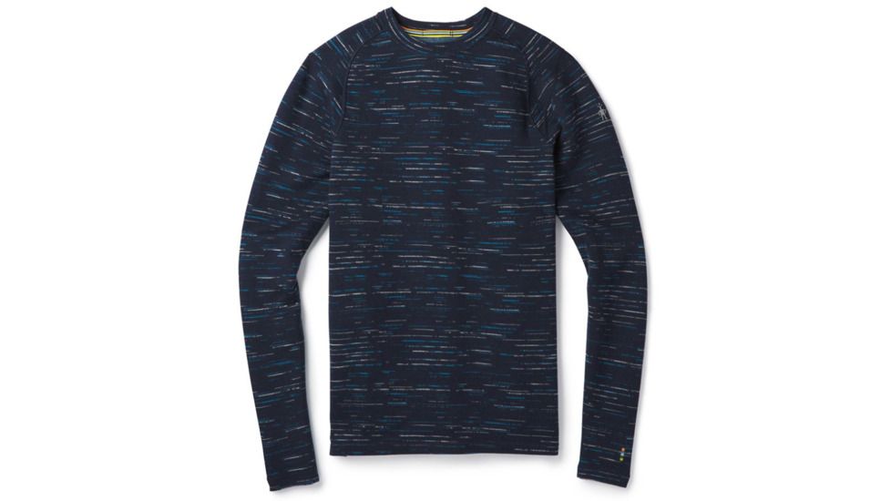 Smartwool Merino 250 Baselayer Pattern Crew-Men's, Deep Navy-Bright Cobalt, Extra Large, SW0NP601A40-XXL