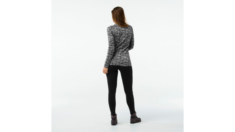 Smartwool Merino 250 Baselayer Pattern Crew-Women's, Black-Moonbeam Heather, Extra Small, SW0NP226A51-XS