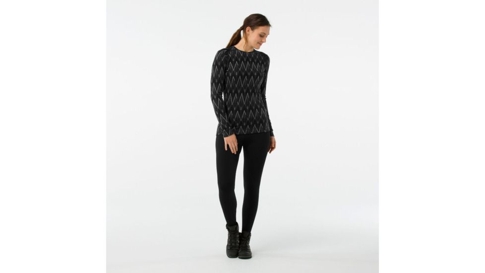 Smartwool Merino 250 Baselayer Pattern Crew-Women's, Black-Charcoal H, Extra Small, SW0NP226A41-XS