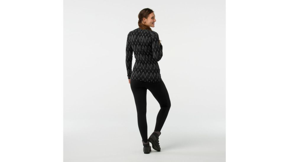 Smartwool Merino 250 Baselayer Pattern Crew-Women's, Black-Charcoal H, Extra Small, SW0NP226A41-XS