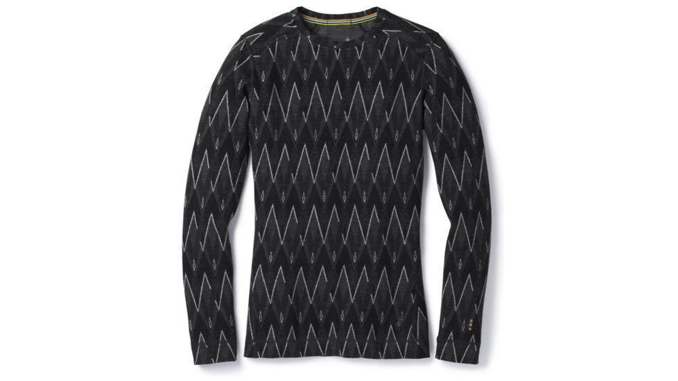 Smartwool Merino 250 Baselayer Pattern Crew-Women's, Black-Charcoal H, Extra Small, SW0NP226A41-XS