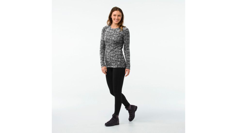 Smartwool Merino 250 Baselayer Pattern Crew-Women's, Black-Moonbeam Heather, Extra Small, SW0NP226A51-XS