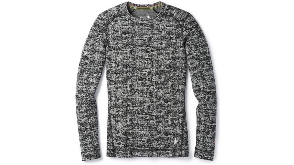 Smartwool Merino 250 Baselayer Pattern Crew-Women's, Black-Moonbeam Heather, Extra Small, SW0NP226A51-XS