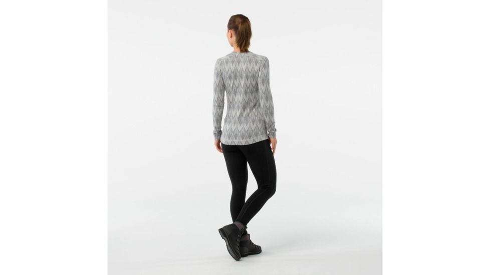 Smartwool Merino 250 Baselayer Pattern Crew-Women's, Light Gray-Moonbeam Heather, Small, SW0NP226A42-S