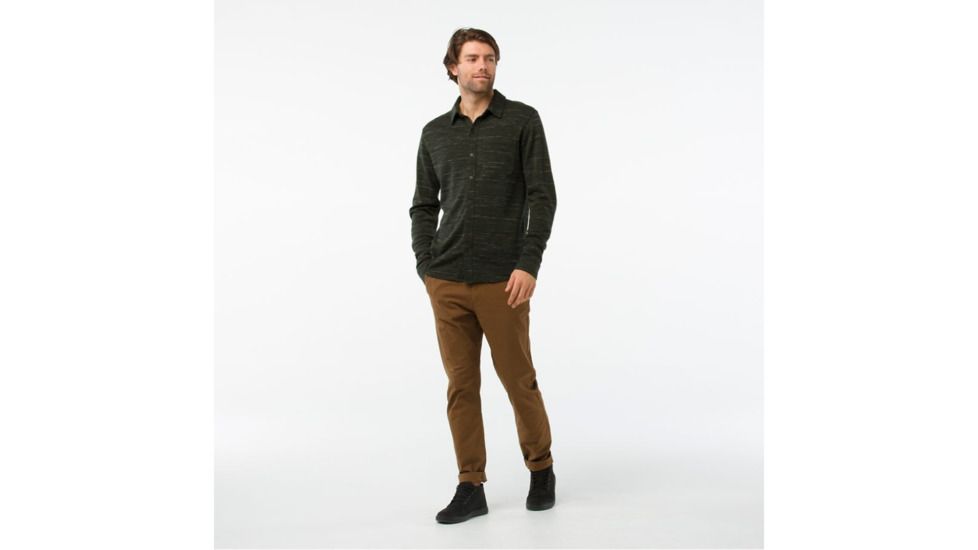 Smartwool Merino 250 Button Down Long Sleeve-Men's, Olive-Black, Small, SW010234A74-S