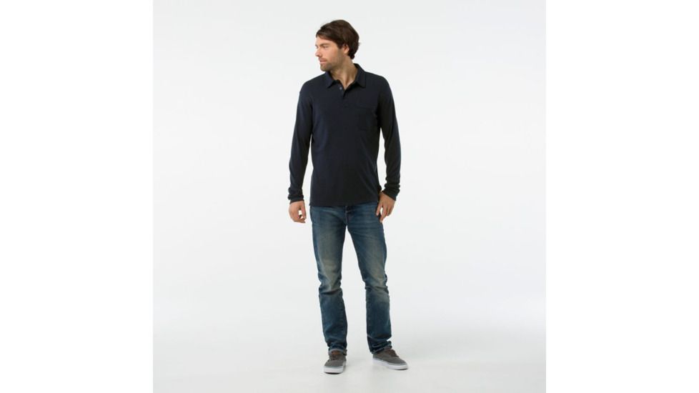 Smartwool Merino 250 Long Sleeve Polo-Men's, Deep Navy, Extra Large, SW000293092-XXL