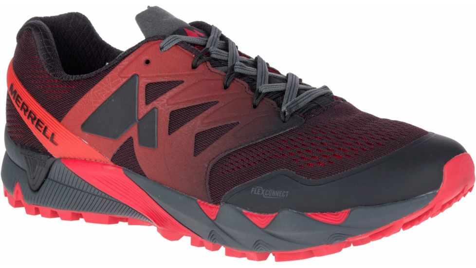 Merrell Agility Peak Flex 2 E-Mesh Trail Running Shoe, Medium - Mens, Black/Red, 10 US J12503-1-10