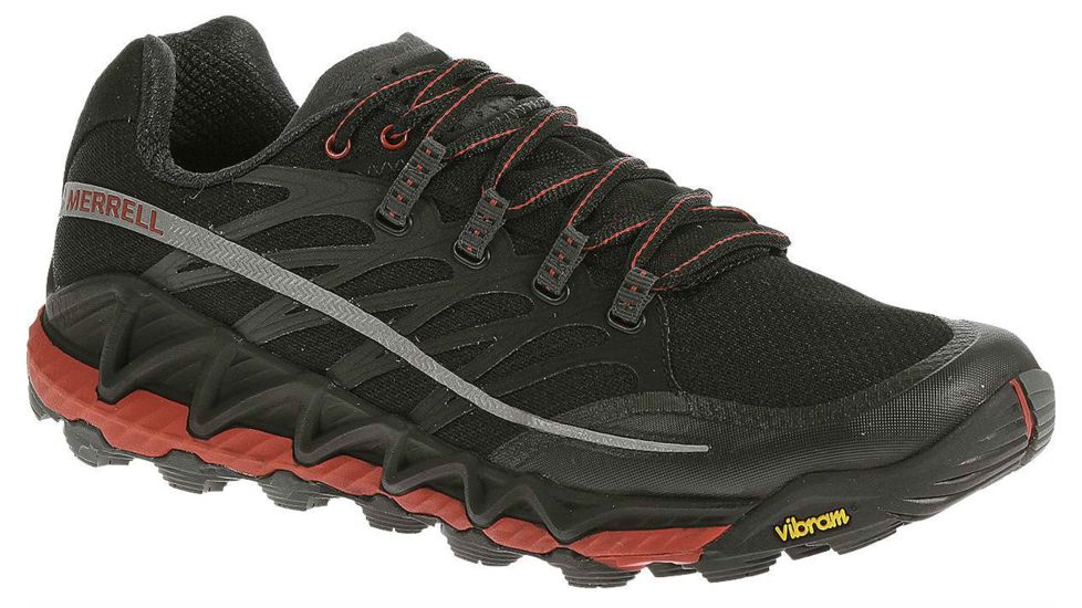 Merrell All Out Peak Trail Running Shoe - Mens-Black/Molten Lava-Medium-10 US