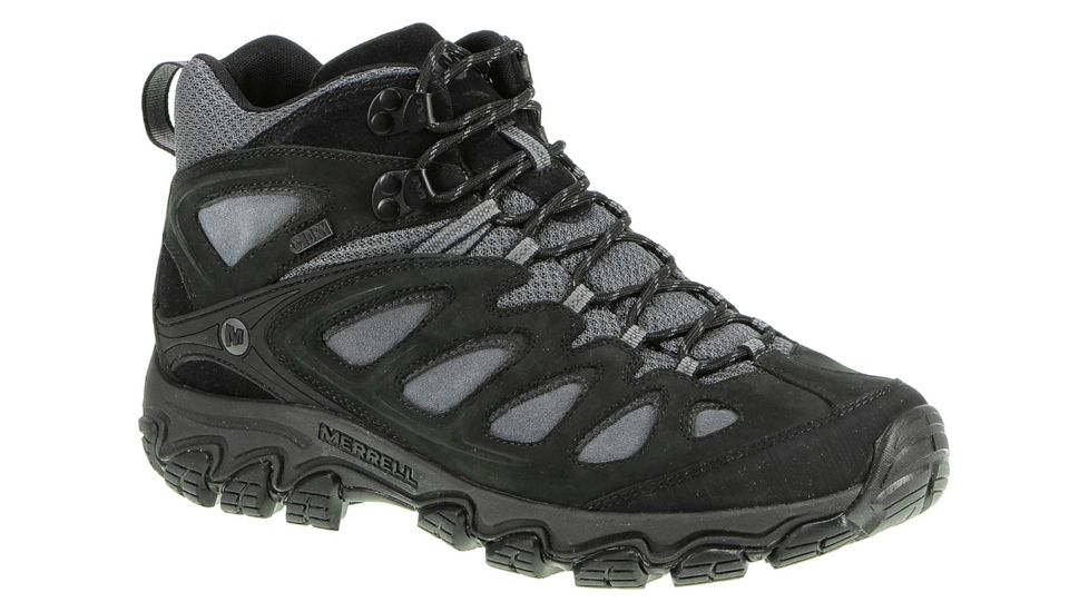 Merrell Pulsate Mid Waterproof Hiking Boot - Mens-Black/Castlerock-Medium-7.5 US