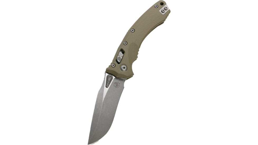 Microtech Amphibian Ram-Lok APOC FLU G-10 3.875in Folding Knife, Od Green, 137RL-10APFLGTOD