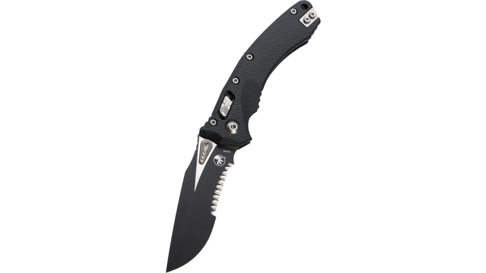 Microtech Amphibian Ram-Lok Black P/S G-10 3.875in Folding Knife, Black, 137RL-2FLGTBK