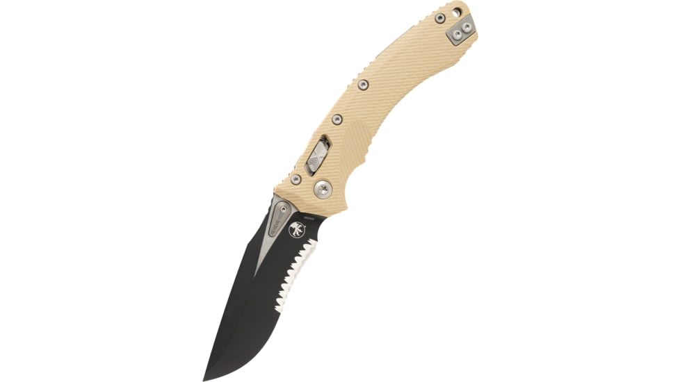 Microtech Amphibian Ram-Lok Black P/S G-10 3.875in Folding Knife, Tan, 137RL-2FLGTTA