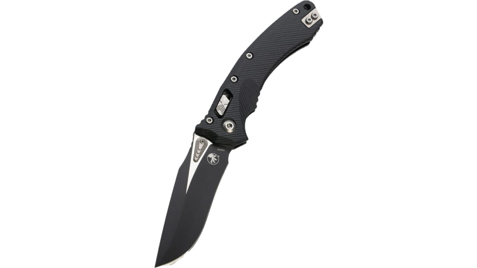 Microtech Amphibian Ram-Lok Black STD G-10 3.875in Folding Knife, Black, 137RL-1FLGTBK
