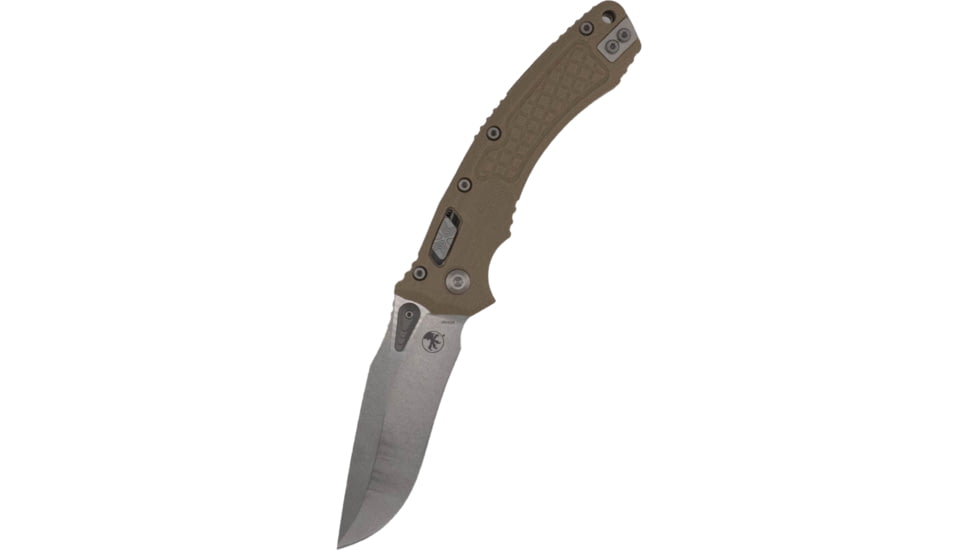 Microtech Amphibian - Ram-Lok S/E Frag G-10 Stonewash Standard 3.875in Folding Knife, Tan, 137RL-10FRGTTA