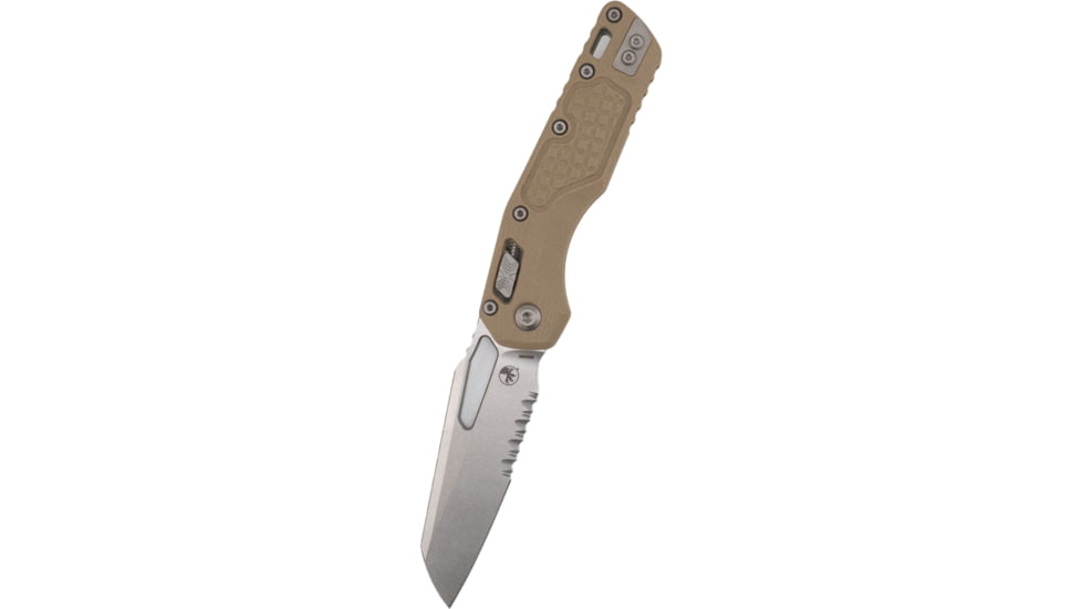Microtech MSI RAM-LOK Frag G10 Tan Stonewash Partial Serrated 3.88in Folding Knife, Tan, 210-11FRGTTA