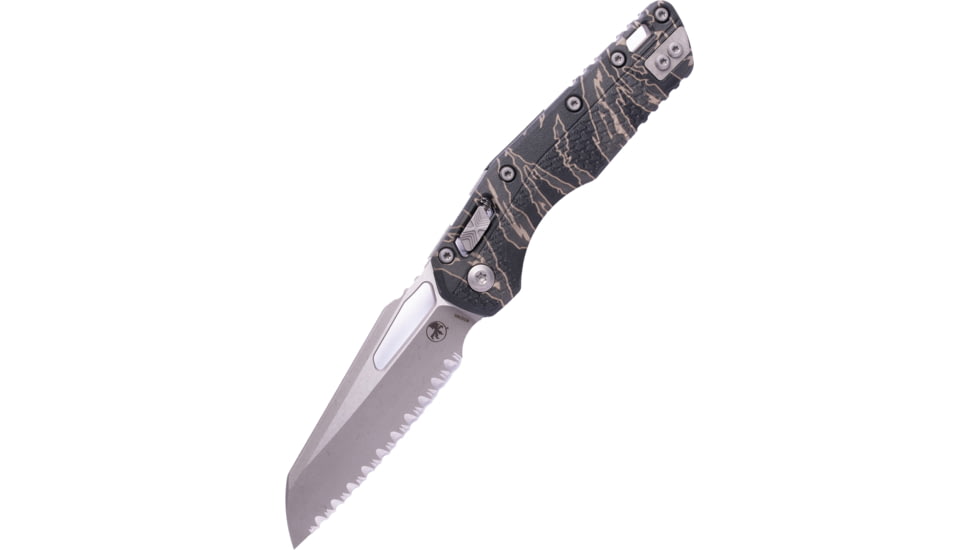 Microtech MSI S/E Apocalyptic Full Serrate Polymer 3.88in Folding Knife, Tiger Stripe Camo, 210T-12APPMTSC