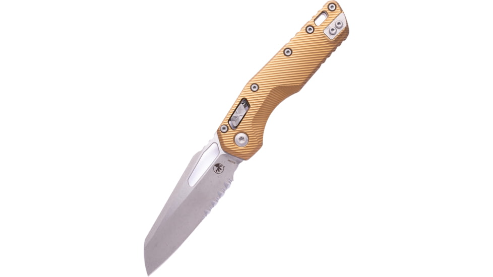 Microtech MSI S/E Apocalyptic Part Serrate Fluted Aluminium 3.88in Folding Knife, Tan, 210-11APFLTA