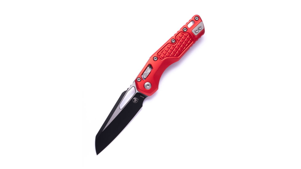 Microtech MSI S/E Black Standard Aluminum Frag 3.88in Folding Knife, Red, 210-1FRRD