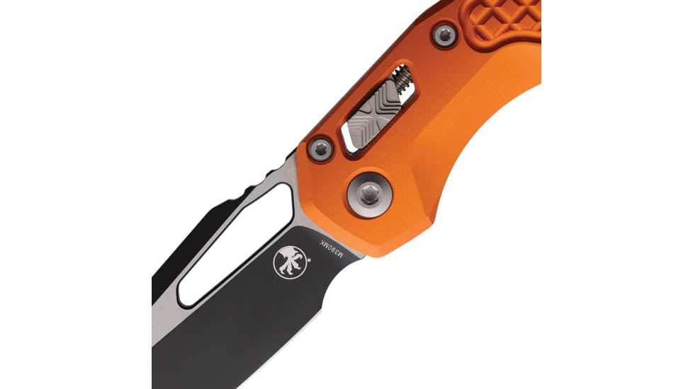 Microtech MSI S/E Black Standard Frag 3.85in Folding Knife, Aluminum Orange, 210-1FROR