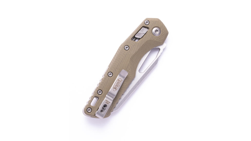 Microtech MSI S/E Fluted G-10 Stonewash Partial Serrated 3.88in Folding Knife, Od Green, 210-11FLGTOD