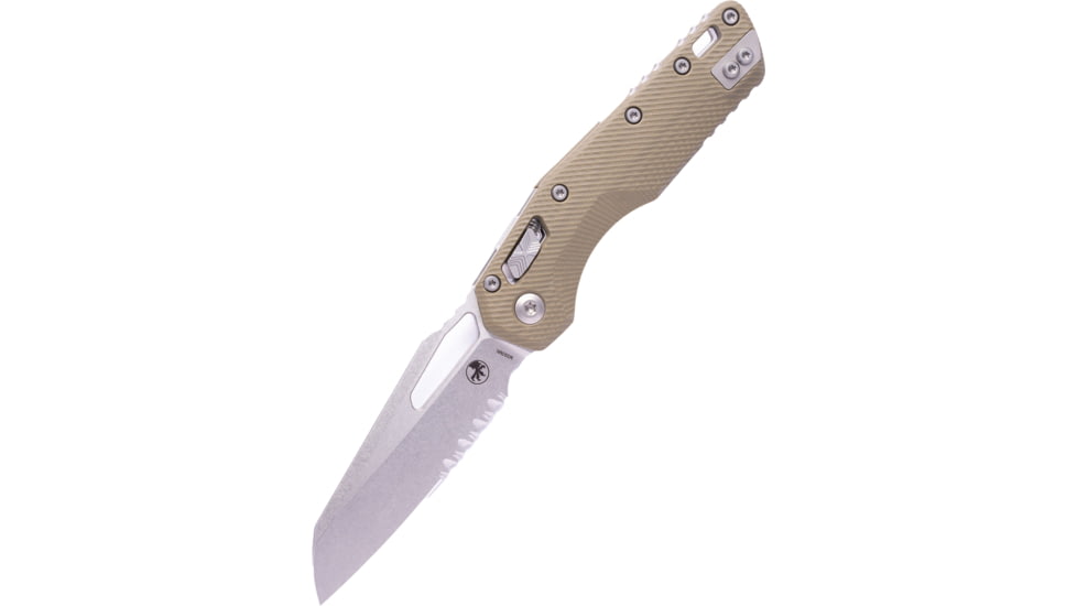 Microtech MSI S/E Fluted G-10 Stonewash Partial Serrated 3.88in Folding Knife, Od Green, 210-11FLGTOD
