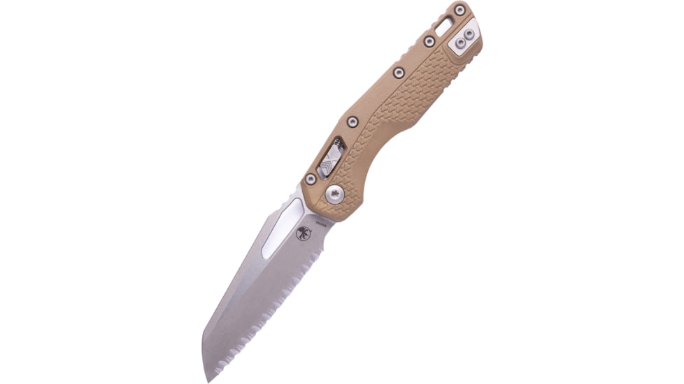 Microtech MSI S/E Tri-Grip Polymer Apocalyptic Full Serrated 3.88in Folding Knife, Dark Earth, 210T-12APPMDE