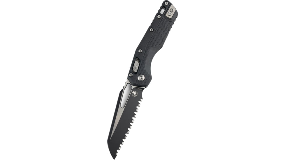 Microtech MSI S/E Tri-Grip Polymer Full Serrated 3.88in Folding Knife, Black, 210T-3PMBK