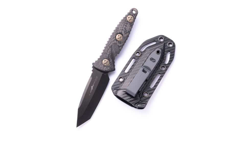 Microtech Socom Alpha Mini T/E Black DLC Carbon Fiber Signature Series 3.75in Fixed Knife, Black, 114M-1DLCCFS