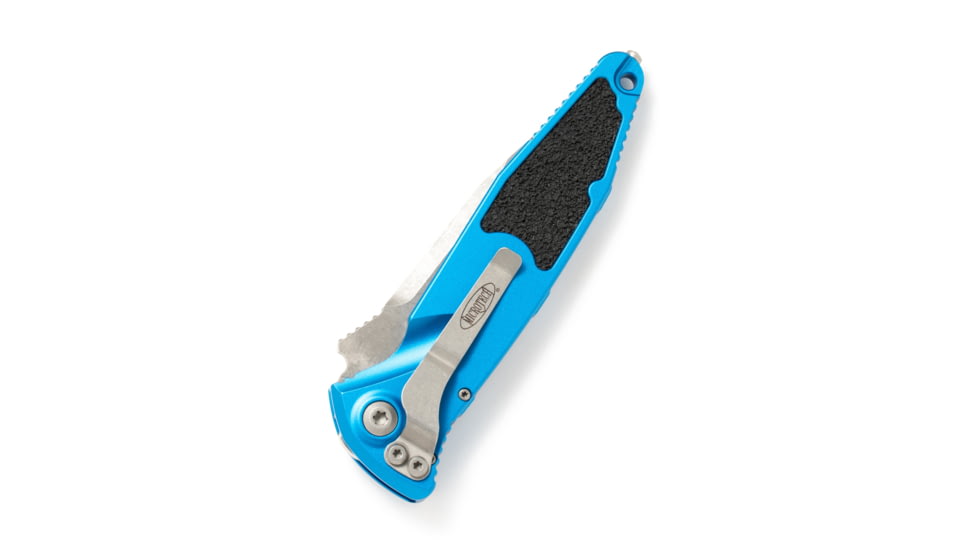 Microtech Socom Elite T/E Apocalyptic Part Serrate 4in Folding Knife, Blue, 161-11APBL