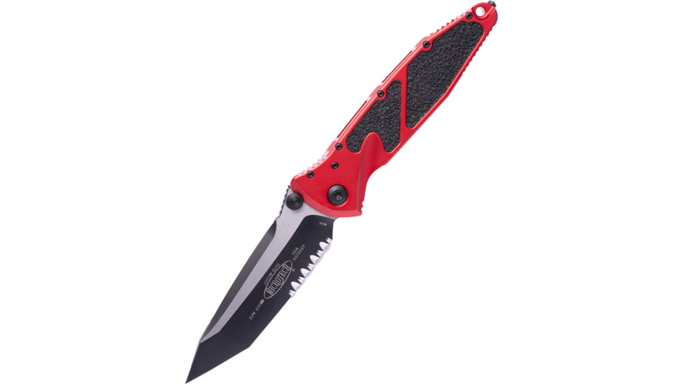 Microtech Socom Elite T/E-M Black P/S 4in Folding Knife, Red, 161-2RD