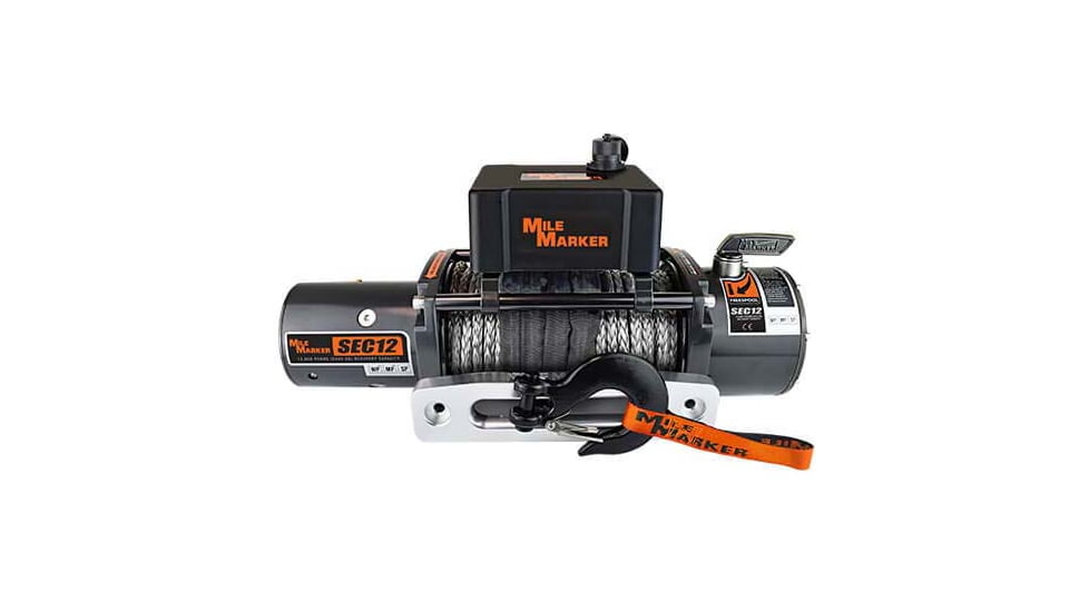 Mile Marker SEC12 Truck/SUV/Jeep Winch with Synthetic Rop, 12.000 lb Capacity, 76-53251BW