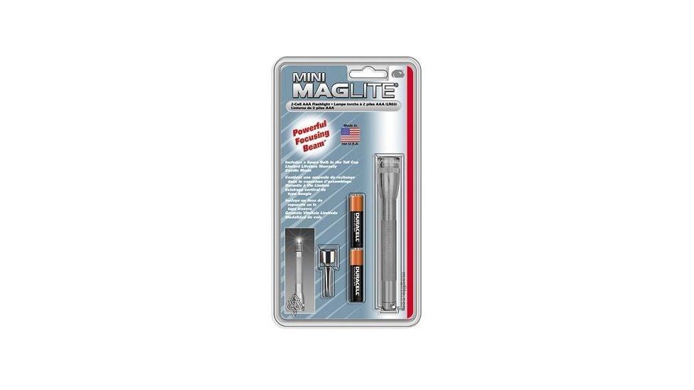 MagLite Mini 2 Cell AAA Incandescent Flashlight, Gray Pewter, Blister Pack, M3A096