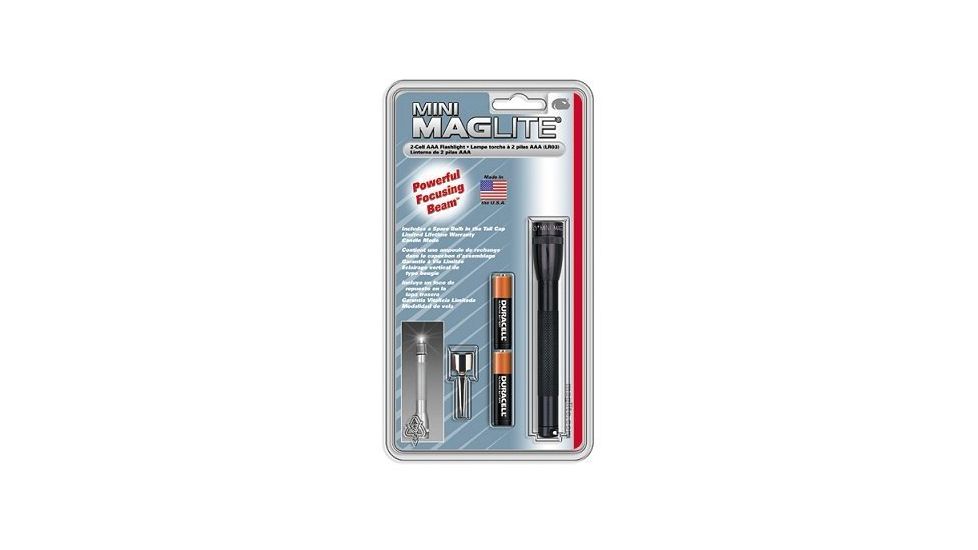MagLite Mini 2 Cell AAA Incandescent Flashlight, Black, Blister Pack, M3A016