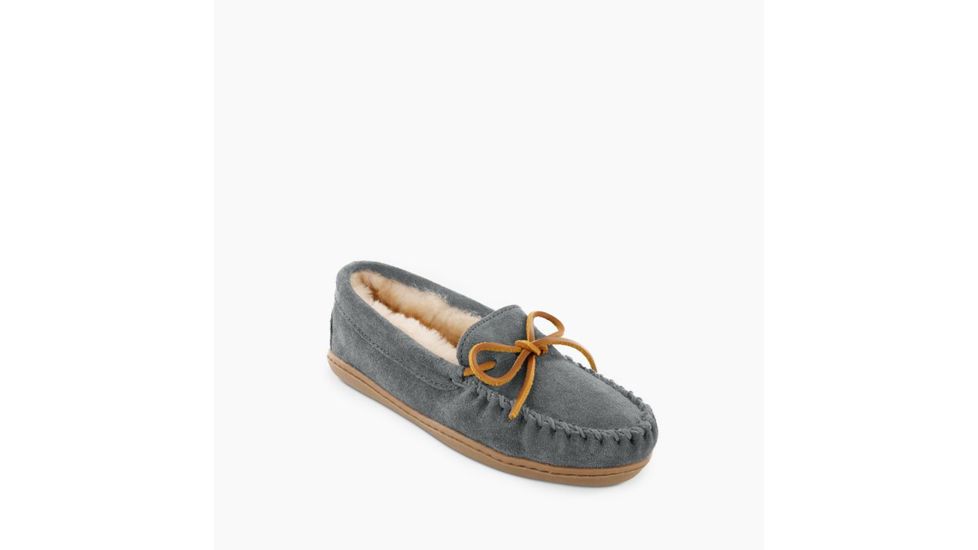 Minnetonka Sheepskin Hardsole Moc Slippers - Womens, Grey, 11, 3345-039-11
