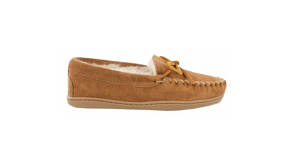 Minnetonka Sheepskin Hardsole Moc Slippers - Womens, Tan, 7 W, 3341W-255-7