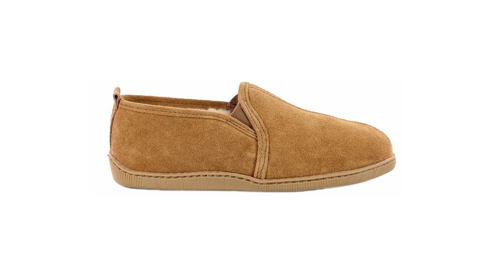 Minnetonka Twin Gore Sheepskin Slippers - Mens, Tan, 13, 3731-255-13