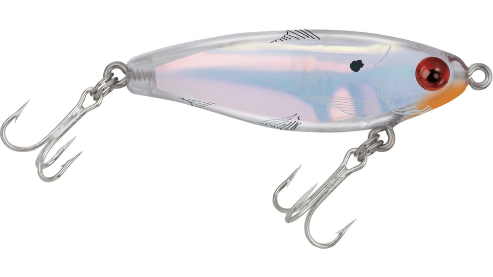 Mirrolure MirrOdine Mini Suspending Twitchbait, 2 1/4", 3/16 oz, 3-D Eyes, Silver Scale/Clear, 14MR-S