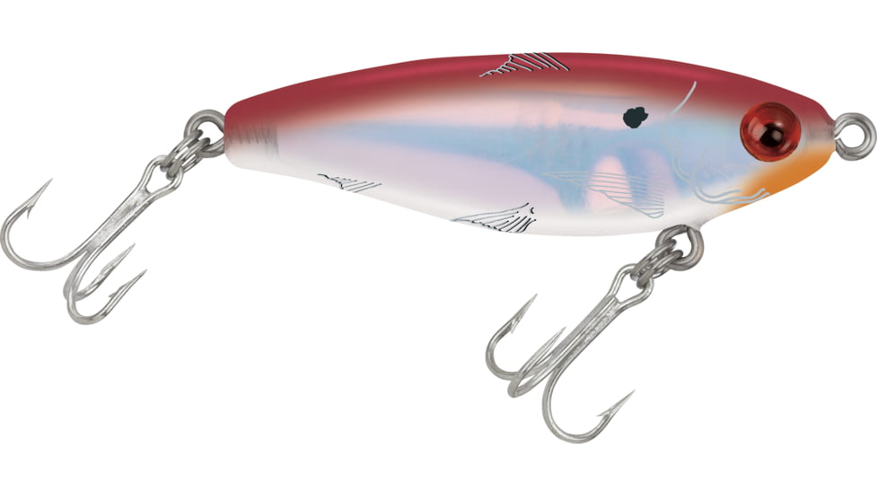 Mirrolure MirrOdine Mini Suspending Twitchbait, 2 1/4", 3/16 oz, 3-D Eyes, Red Back/White Belly/Silver, 14MR-26