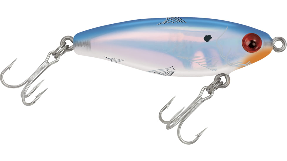 Mirrolure MirrOdine Mini Suspending Twitchbait, 2 1/4", 3/16 oz, 3-D Eyes, Electric Blue Back/Pearl Belly/Silver, 14MR-EB