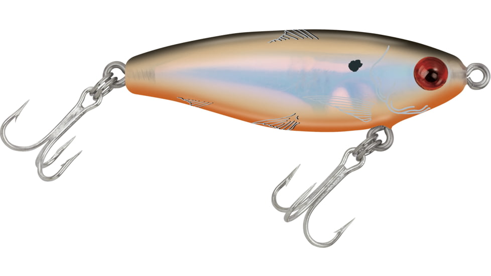 Mirrolure MirrOdine Mini Suspending Twitchbait, 2 1/4", 3/16 oz, 3-D Eyes, Black/Bone Back/Orange/Bone Belly/Silver, 14MR-BNSBO