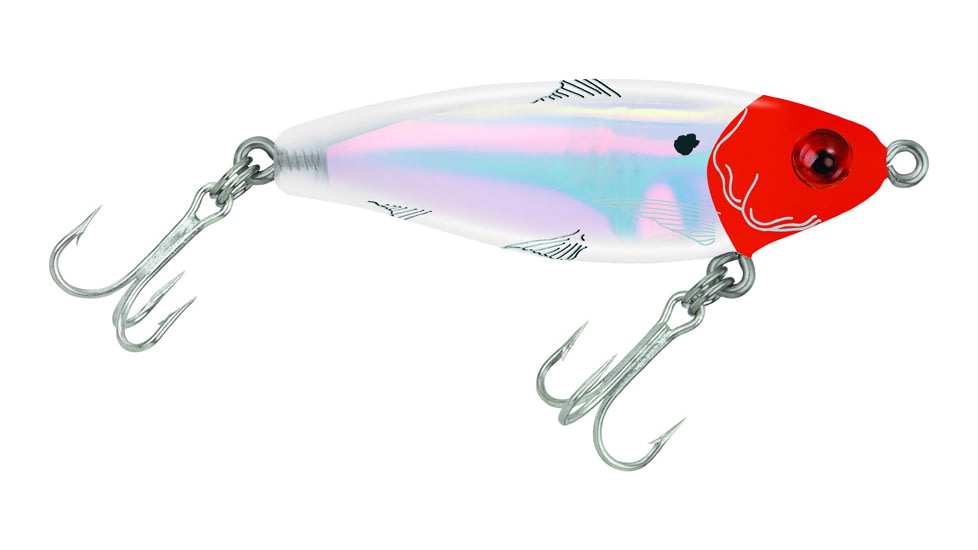 Mirrolure MirrOdine Mini Suspending Twitchbait, 2 1/4", 3/16 oz, 3-D Eyes, Red Head/White Back &amp; Belly/Silver, 14MR-11