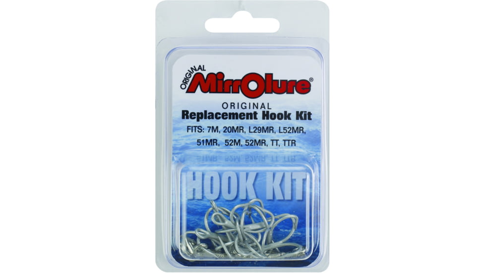 Mirrolure Replacement Hook Kit, Barbed, Treble, Perma Steel, Size 2, Hookkit-PS