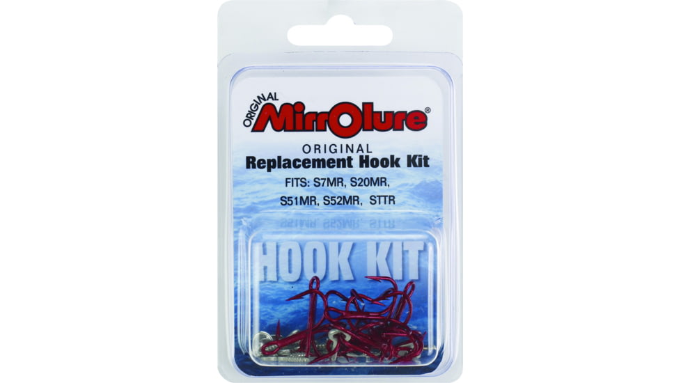 Mirrolure Replacement Hook Kit, Barbed, Treble, Red, Size 2, Hookkit-TR