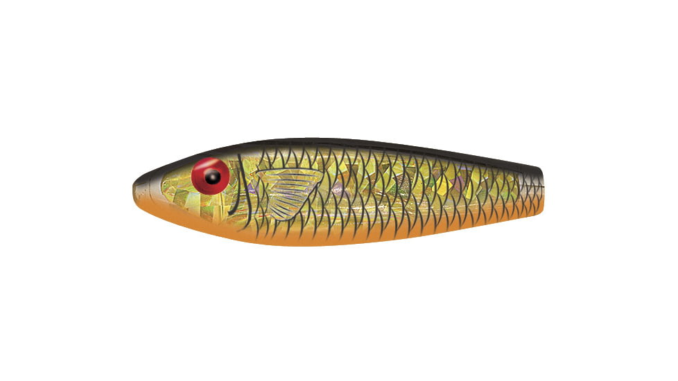 Mirrolure Series III Rattling Floating Twitchbait, 3 5/8", 3/8 oz, Black Back/Orange Belly/Gold Holographic, S7MR-808