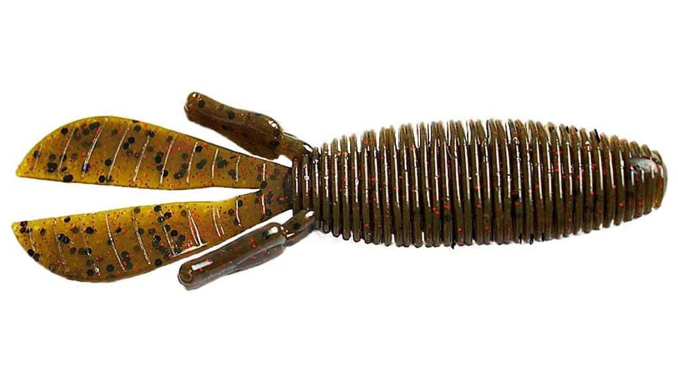 Missile Baits Baby D Bomb Soft Bait, 7, 3.65in, Green Pumpkin Red, MBBD365-GPR