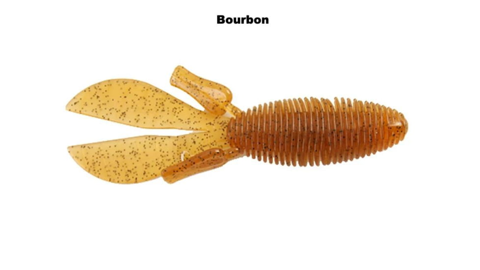 Missile Baits D Bomb 4.5in, beaver shaped bait with a ribbed body, flipping, punching, jig trailer, 6 baits per bag, Bourbon, MBDB45-BRBN