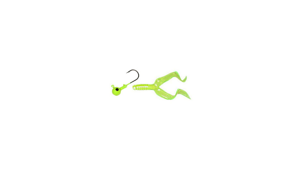 Mister Twister Double Tail Jig Combo, Chartreuse, 1/4oz, 4in, 4/per Pack, DTR4-10