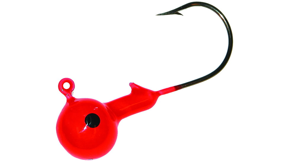 Mister Twister Round Jighead, 1/16 oz, Sz 4 Hook, Rocket Red, 4/Pack, RJH16-4-9R