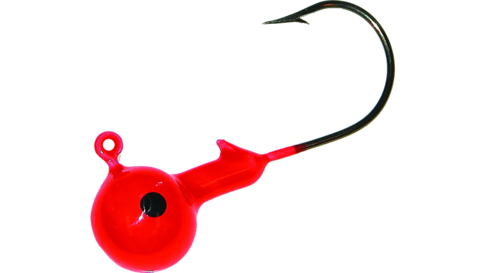 Mister Twister Round Jighead, 2/0 Hook, Rocket Red, 1/4oz, 4/per Pack, RJH14-4-9R